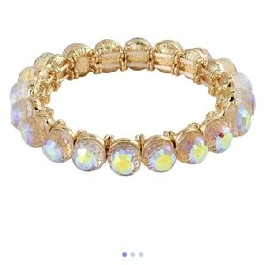 🆕️ White Aurora Borealis Glass Tennis Bracelet in Goldtone